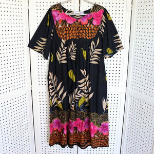 LOUNGEES House Dress Womens SIZE 1X Patio Lounger Cotton Pockets Floral Muumuu